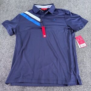 Redvanly Westin Polo Mens M Midnight Navy Striped Performance Golf Shirt NWT